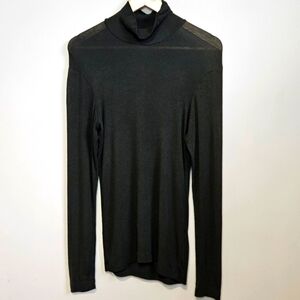 Aritzia Wilfred Free Only Turtleneck Soft Semi Sheer Burnt Sage Ribbed Size M